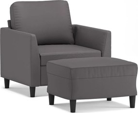 vidaXL szürke műbőr kanapéfotel lábtartóval 60 cm