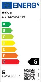 LED izzó, E14, gyertya, 4,5W, 470lm, 3000K, AVIDE (AVLED031)