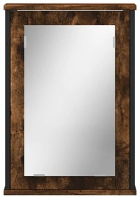 füstölt tölgy szerelt fa tükrös fürdőszobaszekrény 42x12x60 cm