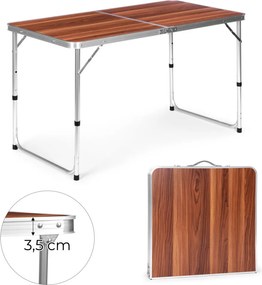 Kerti asztal, MultiGarden GMFC-FY12060, barna, 120 x 60 cm, összecsukható, állítható magasság (60–70 cm), hordfogantyúval, teherbírás: 50 kg