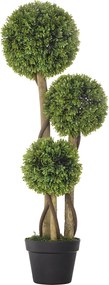 HOMCOM Nagy Műanyag Boxwood 90 cm, UV-védett Művirág, Műnövény, Műanyag Műnövények Cserépben, Élethű Műnövény a Nappalihoz, Hálószobához, Irodához Mod