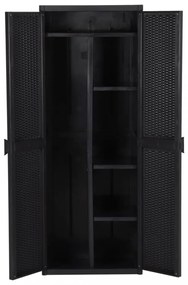 fekete PP rattan kerti tárolószekrény 65 x 45 x 172 cm