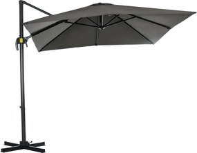 Outsunny Napernyő 245 x 245 cm Kert Napernyő Állványos Napernyő Kurblis Mechanizmussal Forgatható Kurblis Napernyő Állítható Roma Napernyő Szürke | Ao