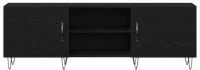TV Szekrény Fekete Tölgy 150x30x50 cm Műanyag Fa
