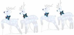LED rénszarvasok 4 pcs Ezüst szövet