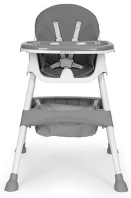 Gyerek etetőszék tálcával és kosárral 5 pontos biztonsági övvel szürke