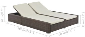 Barna kétszemélyes polyrattan napozóágy