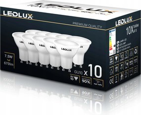 10x Led izzó GU10 7,5W =70W Smd 4000K semleges Premium Ledlux nem villog