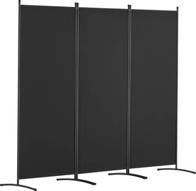 Szobaparaván 3 paneles 228x184cm összecsukható szövet szabadon álló fekete
