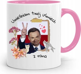 Andrzej Duda Pis Rózsaszín Elnöki Bögre fényképes nyomattal