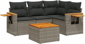 vidaXL 5 részes szürke polyrattan kerti ülőgarnitúra párnákkal