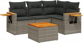 vidaXL 5 részes szürke polyrattan kerti ülőgarnitúra párnákkal