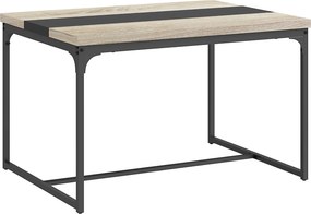 HOMCOM Étkezőasztal 6 Fő Részére, Ipari Stílus Fekete Fém és Fa Kivitelben, Méret: 120L x 89W x 75.5H cm | Aosom