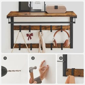 NATE fali fogas polccal barna/fekete