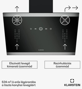 Klarstein FlashLine páraelszívó, A++, 524 m³/h, 3 szint, érintős, csendes, LED, elszívás/recirkuláció, 100 W