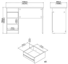 Felix VI íróasztal, fehér