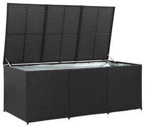 fekete polyrattan kerti tárolóláda 180 x 90 x 70 cm