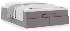 Ottomán ágykeret matraccal Szürke 140x190cm műbőrrel
