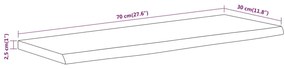 tömör akácfa téglalap alakú fali polc 70 x 30 x 2,5 cm