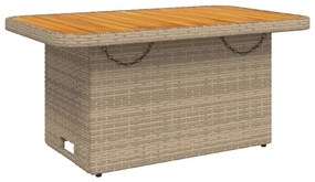 vidaXL bézs polyrattan és akácfa kerti asztal 90 x 55 x 71 cm