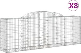 vidaXL 8 db íves horganyzott vas gabion kosár 300 x 50 x 100/120 cm
