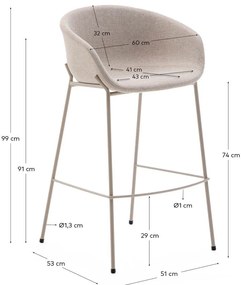 Bézs bárszék (ülésmagasság 75 cm) Yvette – Kave Home