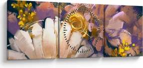 Virágok képe (órával) (90x30 cm)