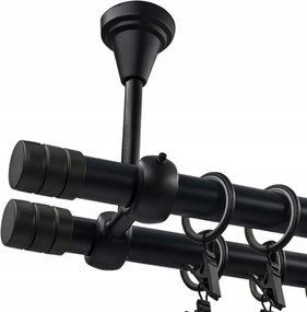 Dupla Mennyezeti Függönykarnis Fém Fekete Matt Maró 19 MM 120 CM béka