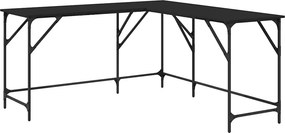 vidaXL fekete szerelt fa íróasztal 149x149x75 cm