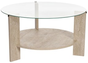 Dohányzóasztal Clara - Travertine, Transparent
