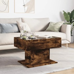 Füstös tölgy szerelt fa dohányzóasztal LED-del 70 x 50 x 45 cm