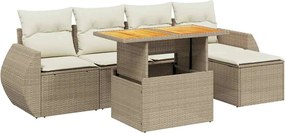 vidaXL 6 részes bézs polyrattan kerti ülőgarnitúra párnával