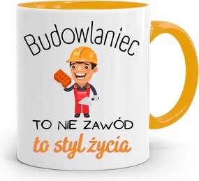 Sárga Építőipari Bögre Barkácsoló Ajándék fényképes nyomtatással