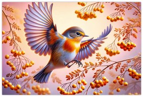 Kép - Madár berkenyével (90x60 cm)