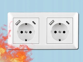 Dupla Aljzat Usb Töltővel A+c 16A 250V Fehér