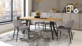 Mazzoni ALDO Artisan tölgy/fekete lábak - LOFT/IPARI STÍLUSÚ BŐVÍTHETŐ KEREK ASZTAL NAPPALIBA/ÉTKEZŐBE "Y" ALAKÚ LÁBAKKAL