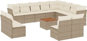 vidaXL 13 részes bézs polyrattan kerti ülőgarnitúra párnákkal