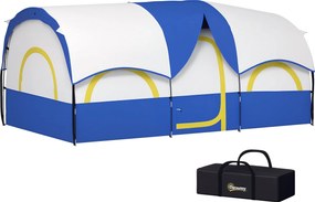 Outsunny Alagút Sátor, 6 Fős Camping Sátor 3 Szobával, UV Védelem, Rácsos Ablakok, Szélálló Családi Sátor Hordtáskával, 3000mm Vízálló Csoport Sátor K