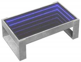 Betonszürke végtelen hatású LED-es dohányzóasztal 90x53x30 cm