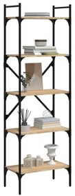 5 szintes sonoma tölgy színű fa könyvespolc 56 x 31,5 x 174 cm