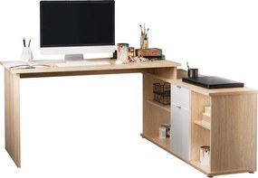 Íróasztal, sonona tölgy/fehér, DALTON 2 NEW VE 02