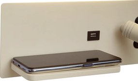 2 darabos bézs fali lámpa szett LED-del, USB-vel és indukciós töltővel - Riza