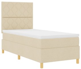 Box Spring Ágy Matrac Krém 90x200 cm Szövet