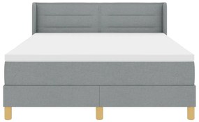 Boxspring ágy matraccal, világosszürke, 140x190 cm, szövet.