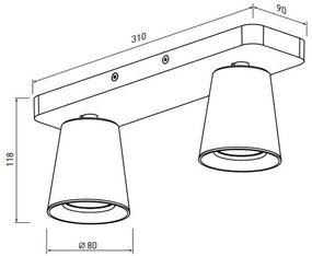 Lámpa Mennyezeti lámpatest Elli,4489, AC220-240V, 50/60 Hz, IP 20 2*GU10 ,max. 20 W, dupla, fehér