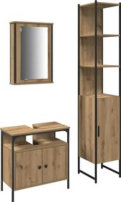 vidaXL Fürdőszoba bútor szett polcokkal 3 pcs Artisan tölgy Faanyag