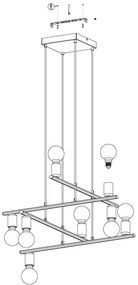 Eglo 98909 - Csillár zsinóron MEZZANA 8xE27/40W/230V
