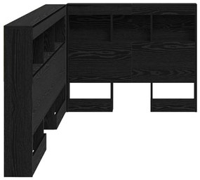 Tároló fejtámla polcokkal fejtámlával Musta tammi 90 cm Faanyag