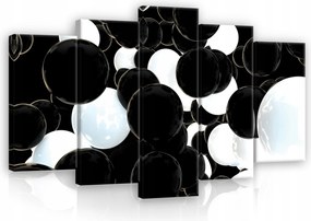 Modern Vászonkép 5 Részes Fekete-fehér Gömbök Vászon Falra 100x60