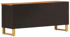 barna és fekete tömör mangófa TV-szekrény 100x33,5x46 cm